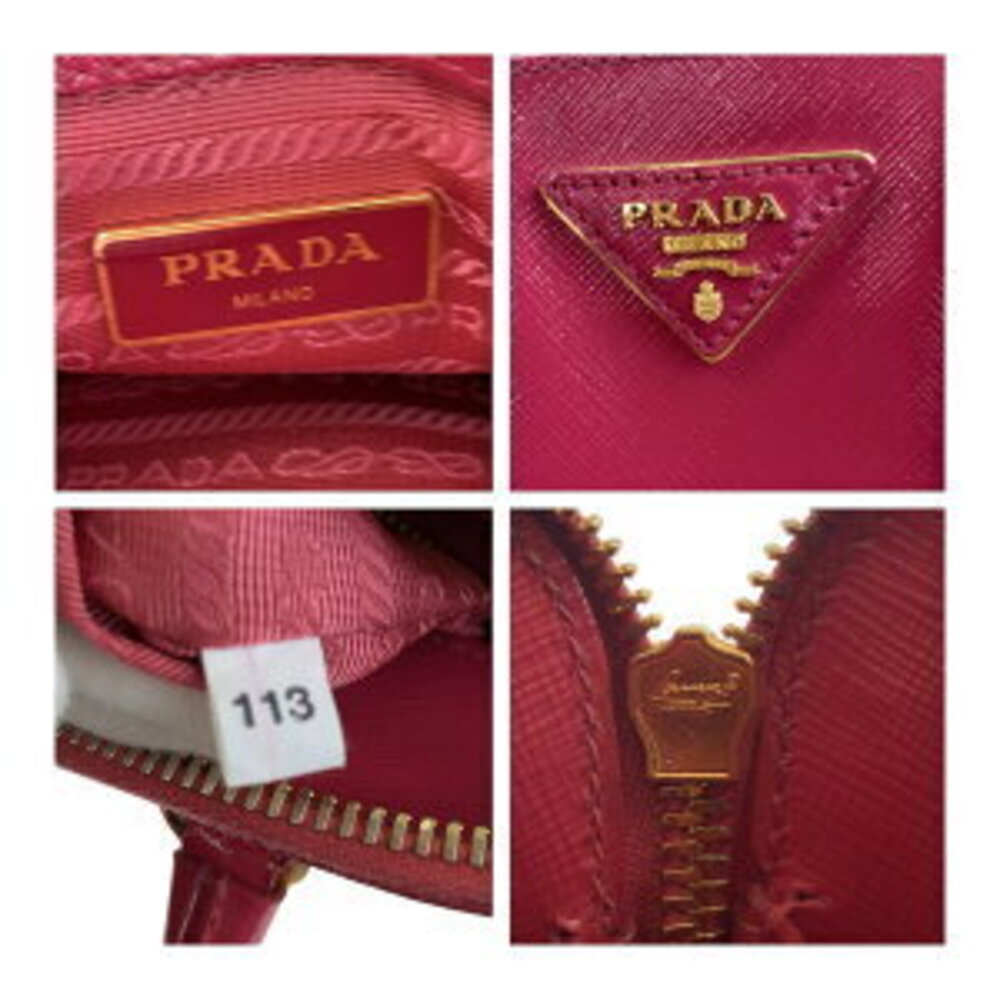 Prada handbag shoulder triangular pink leather Saffiano plate logo - Picture 4 of 10